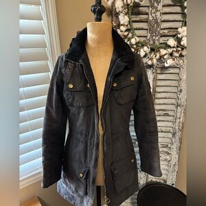 Barbour intl. Dark Gray/ distressed black waxed canvas  coat